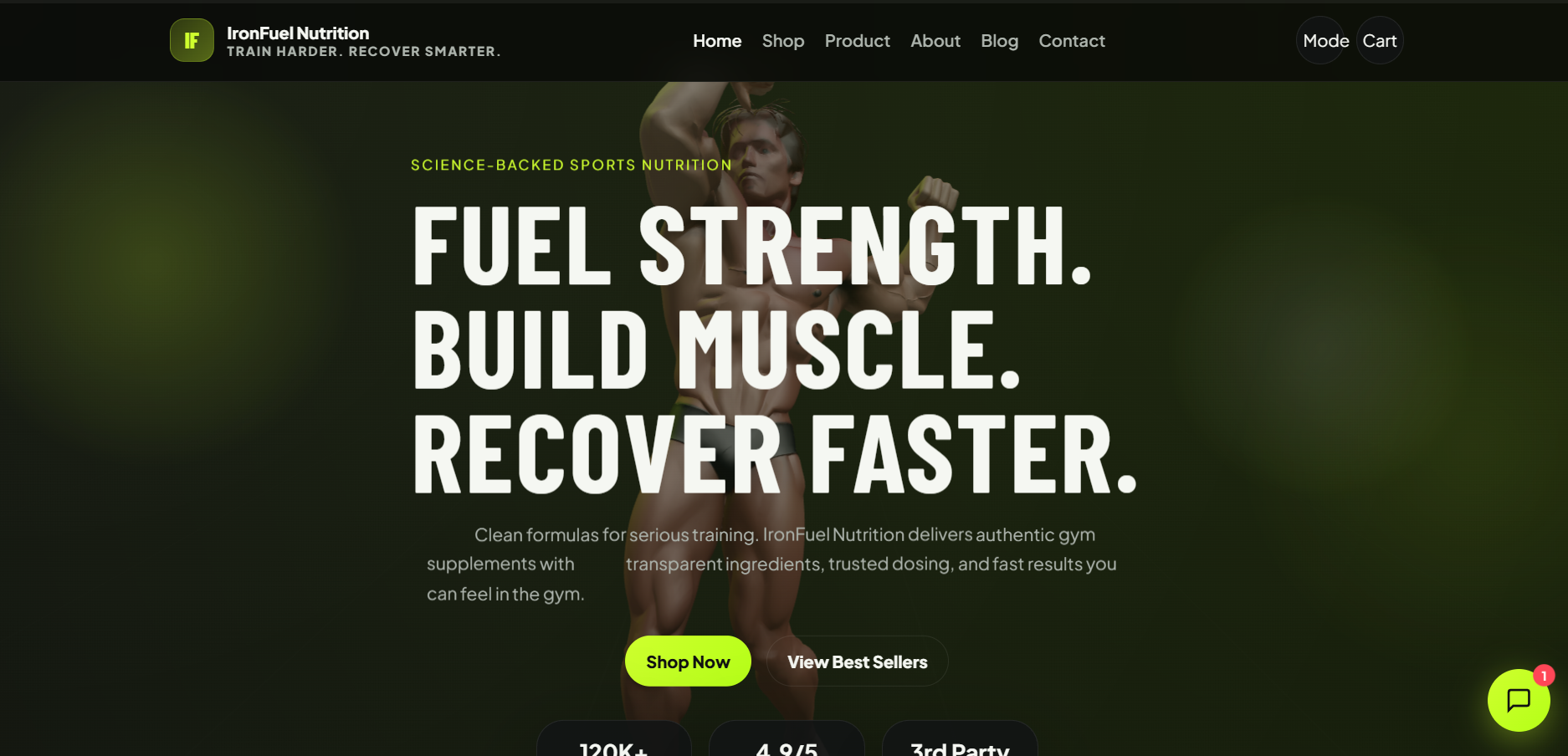 IronFuel Nutrition sports supplement website